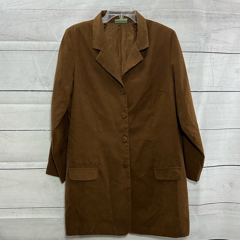Vintage 220 Hickory Suede Feel Polyester Button-up Jacket Brown est SZ: M